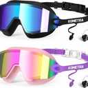2 Pack Adult Swim Goggles, Frameless Anti-Fog UV Protection Swimming Goggles, Clear Vision Pool Goggles for Men Women