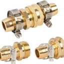 Hourleey Garden Hose Repair Connector with Clamps, Fit for 3/4" or 5/8" Garden Hose Fitting, Male and Female Hose Adapter Water Hose Repair Kit, 5 Set