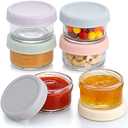 VITEVER [6 Pack] Salad Dressing Container To Go, 2.7 oz Glass Small Condiment with Lids, Dipping Sauce Cups Set, Leakproof Reusable for Lunch Box Work Trip