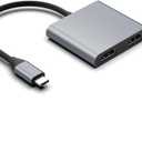 USB C to Dual HDMI Adapter, 4K@60hz Dual Monitor Adapter for MacBook Pro/Air, Thunderbolt 3/ USB Type C to 2 HDMI Big Screen Display Hub Dongle for Dell HP Surface Desktop, Laptops, USB-C Devices