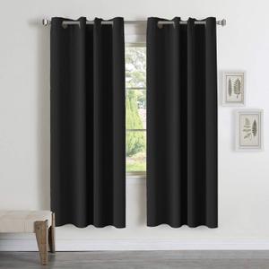 Turquoize Black Blackout Curtain Panels 72 Inch Lengh Grommet Drapes Solid Grommet Blackout Curtains/Panels/Drapes for Living Room, 2 Panels, 52 Inch Wide by 72 Inch Long, Black