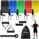 Resistance Bands Set, Himaly Exercise Bands Strength Training Fitness Bands Workout Elastic Bands with Legs Ankle Straps, Door Anchor, Handles & Carry Bag for Home Outdoor Workouts (Colorful)