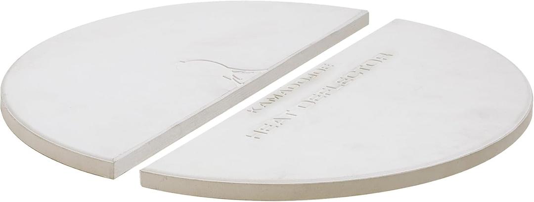 Kamado Joe Indirect Cooking Half-Moon Ceramic Heat Deflector Plates for Big Joe Charcoal Grill and Smokers in White 2-Pack, Model BJ-HDP