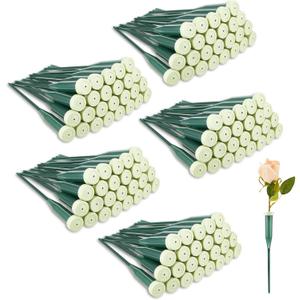 150 Pcs Floral Water Tubes Plastic Green Floral Tubes with Rubber Caps Fresh Flower Water Arrangements Supplies for Bouquet Stem Supplies, 6 Inches