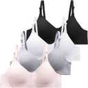 SALIA GIRL Soft Padded Bras for Girls & Teens 12-14, No Wires Cotton Developed Training Bras (34, Black/Grey/Pink/White)