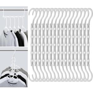 Mr. Pen Space Saving Hangers for Clothes, 16 pcs, White, Plastic Multi Clothes Hangers Space Saving, 5 Slots, 360° Rotating Hooks