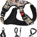 NESTROAD No Pull Dog Harness with Leash, Reflective No Choke Pet Vest Harness,Adjustable Soft Padded Dog Harness with Easy Control Handle for Large Dogs(Checkered Beige,Large)