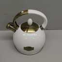 SUSTEAS Stove Top Whistling Tea Kettle  Food Grade Stainless Steel Teakettle Teapot with Cool Touch Ergonomic Handle, With 1 Silicone Pinch Mitt Included, 2.64 Quart(WHITE)