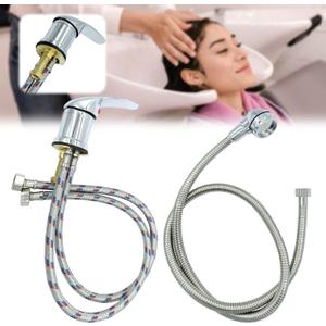 Salon Water Faucet and Sprayer Hose Kit for Shampoo Bed Bowl or Backwash, with Stainless Steel Hose, Durable Salon Spa Hot Cold Mixer