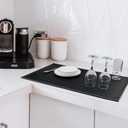 Large Size Thicker Bar Mat for Countertop,Dish Drying Mat, Coffee Bars, Tea Bar,Under Sink Storage Mat 12X24''( Black)