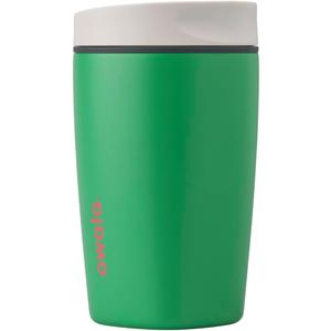 Owala SmoothSip Slider Insulated Stainless Steel Coffee Tumbler, Reusable Iced Coffee Cup, Hot Coffee Travel Mug, BPA Free 12 oz, Grey/Green (Sour Apple)
