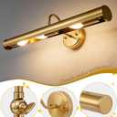 Hardwired Picture Lights for Wall,22 Inch Brass Vintage Picture Sconce,E12 Base,330° Rotatable,3-Light Gallery Art Lighting for Paintings,Artwork,Portrait,Vanity & Mirror Accent (Bulb Not Included)