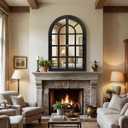 Arched Window Mirrors for Wall, Wooden Rustic Farmhouse Mirror for Wall Decor 24 x 36 Black, Decorative Wall Mirror Arch for Living Room, Bedroom, Bathroom, Fireplace, Farmhouse