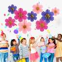 Purple Pink Paper Fans, Pink and Purple Paper Flower Birthday Decorations for Classroom, Birthdays, Baby Showers, Weddings