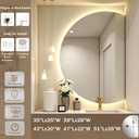 35"x25" Half Moon LED Bathroom Mirror with Lights, Irregular Backlit Vanity Makeup Wall Mirror with Anti-Fog, 3 Color Lights, Dimmable Touch Switch