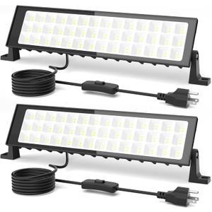 100W Led Shop Lights,2Pack Shop Light for Workshop,IP66 Waterproof Garage Lights with Plug,4.92ft Power Cord and On/Off Switch,11000LM 6500K Super Bright Led Work Light for Yard,Shop,Warehouse