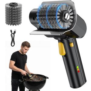 SOARFLY Electric Grill Brush for Outdoor, Cordless Grill Cleaner Brush with 600RPM Motor & 2 Safety Locks, 304 Stainless Steel Brush Head, Lightweight Portable, Grill Cleaning Tools for Barbecue Grate