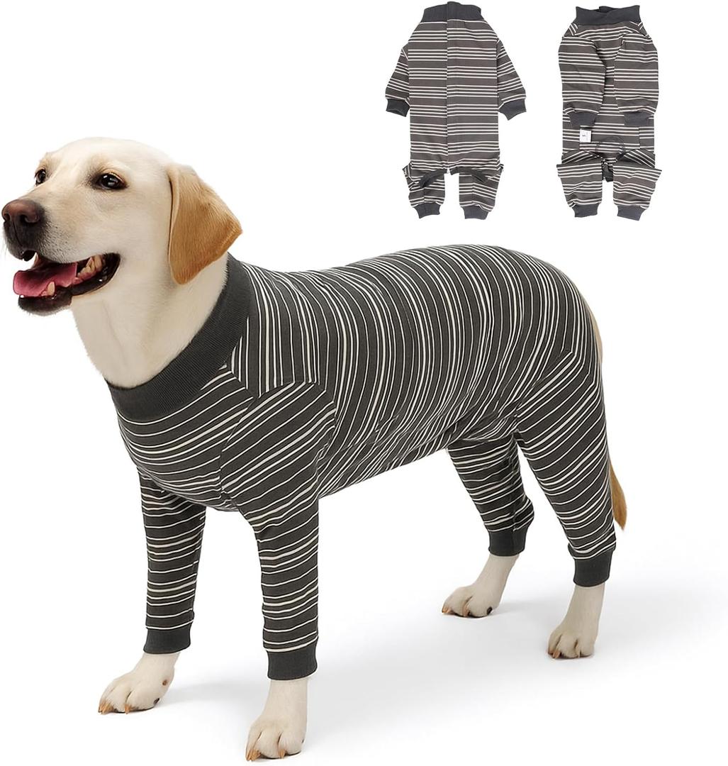 Dog Recovery Suit, Pet Surgery Suits for Female Male, Striped Recovery Shirt Dog Abdominal Wounds Bandages, E-Collar & Cone Alternative, Neuter Stop Licking Onesie Body Suits for XLarge Dogs