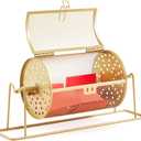 7.09" x 4.72" Small Raffle Drum Upgraded Ticket Spinner Holds 600 Tickets Raffle Wheel Spinner with Stand Drum Cage for Games Events(Gold)