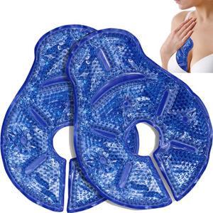 Hot Cold Breast Therapy Pads, Breast Ice Pack, Cooling Breast Gel Pads, Breastfeeding Essentials and Postpartum Recovery| Nursing Pain Relief for Mastitis| Fabric Backing for Ultimate Comfort, Blue, 2 PACK,  2Pcs