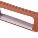 Small Clear Makeup Pouch, PU Leather Makeup Brush Bag Portable Travel Mini Cosmetic Bag Transparent Waterproof Organizer Pouch with Zipper for Women Home Travel Office Cosmetic Storage (Brown)