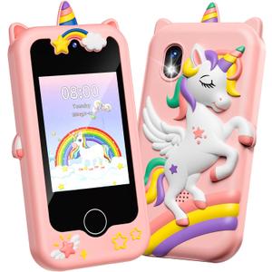 Kids Smart Phone for Girls, Christmas & Birthday Gift for Kids Age 3-12, Toddler Learning Educational Toy with Pretend Play & Educational Games, 8 GB Card