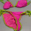 Tempt Me Women Plus Size Triangle Bikini Sets String Two Piece Halter Swimsuits with Tie Side Bottom 12W