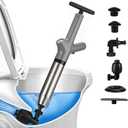 Toilet Plunger, High Pressure Drain Unclogger Plungers with Pressure Gauge, toilet auger Air Drain Blaster, Versatile Heavy Duty Clog Remover for Bathroom, Kitchen, Floor Drain (Gray)
