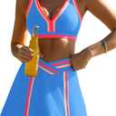 popvil Women 3 Piece Swimsuits 2026 High Waisted Bikini Sets with Skirt Neon Sporty Tummy Control Bathing Suits (Blue) Medium, Sky Blue