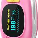 Child Pulse Oximeter, Oxygen Monitor for Kids Baby and Blood Oxygen Saturation Heart Rate Monitor with Automatic Shut-Down, One Directions OLED Display, Include 2 X AAA Batteries (Pink)