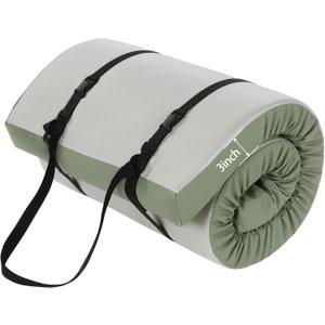 MABOZOO 3 Inch Thick Yoga Mat, Extra Thick Gymnastics Mat With Carrying Handles for Men Women, PU Leather Anti-Tear Fitness Foam Exercise Mat for Yoga, Pilates, Stretching (Army Green)