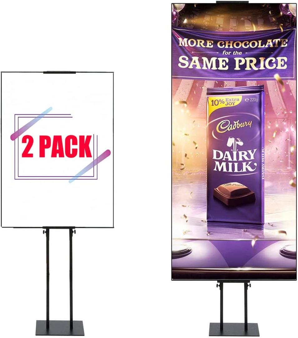 HUAZI Poster Stand for Display Pedestal Sign Stand Double-Sided Heavy Duty Floor Sign Holder with Base Adjustable Height Up to 75inches for Board & Foam,2Pack