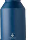 Manna Push Stainless Steel Bottle with Push-open Locking Lid and Sipping Spout - 64 Oz - Sapphire Powder Coat