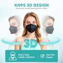 KN95 Face Masks 50 PCS 5-Ply Black Masks Breathable Elastic Ear Loops Cup Dust Safety Mask Filter Efficiency≥95%, 100 Count