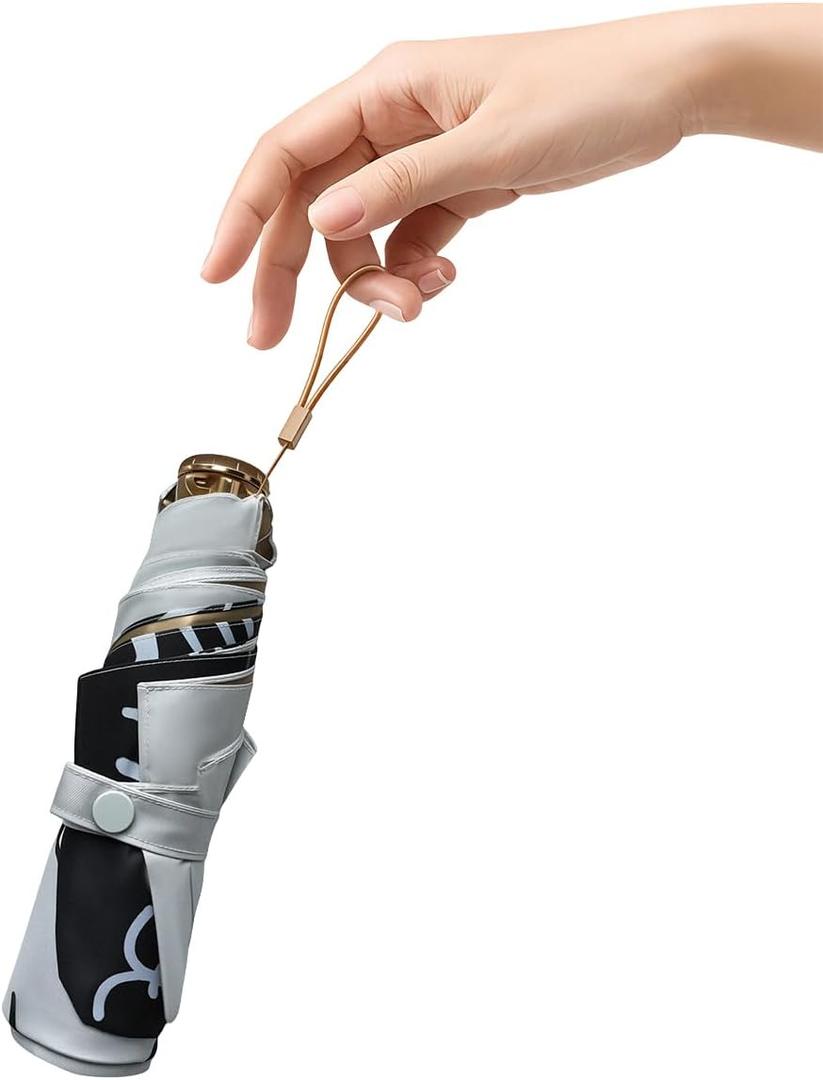 2 x BAODINI Comapct Travle Small Mini Sun Blocking Umbrella with Case Lightweight with Aluminum Frame Pocket Size UV Protection Purse Umbrella for Women, Men & Kids