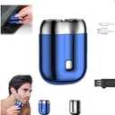 2026 New Model Mini Dual-Head Electric Shaver, Electric Mini Portable Razor, Pocket Size Washable Double Head Razor, Rechargeable Waterproof Compact Electric Shaver for Home, Car, Travel (Blue)