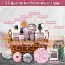 Aqua Elegante Spa Basket For Women - Deluxe Bath Set with Wash, Bubble Bath, Lotion, Salts, Body Scrub, Towel, Shower Puff, Bathbombs, Reusable Basket, Gifts for Mom, Wife, Her - Rose Oil & Orchid