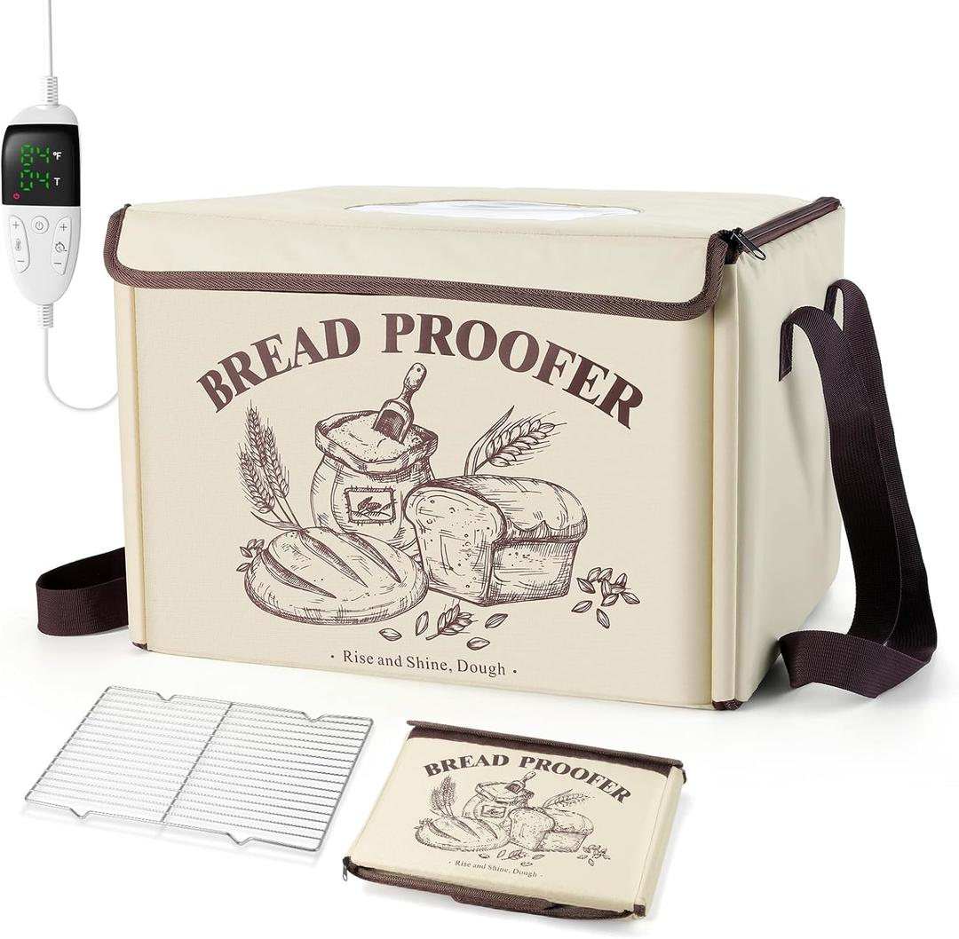 Bread Proofing Box with Temp & Timer Control Foldable Bread Proofer for Dough, Sourdough, Pizza & Yogurt Large Proofing Container for 3D Filament Drying, with NTC Sensor & Bonus Shelf, 11.81"D x 15.75"W x 12.2"H