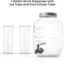 1-Gallon Drink Dispenser. Glass Beverage Dispenser with Stainless steel Spigot plus Ice Cylinder and Fruit Infuser! Water Dispenser, Lemonade Stand, Juice Container - Drink Dispensers for Parties