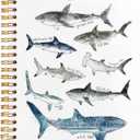 BearCake Shark Gifts Ocean Shark Notebook Journal for Shark Women, Shark Desk Accessories, Shark Office Supplies, Shark Items for Shark Lovers, Beachy Notebook, Hardcover Spiral Notebook 5.5x8.3 (white-children-shark)