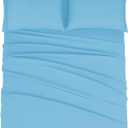 Mejoroom Queen Size Sheet Set - Hotel Luxury 1800 Bedding Sheets & Pillowcases - Deep Pocket Fitted Sheet, Soft, Breathable, Wrinkle & Fade Resistant - 4 Piece (Queen, Denim Blue)