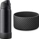 3 x yoelike Grid Silicone Boot for Owala Water Bottle, Anti-Slip Protective Sleeve for FreeSip/Twist/Flip, Bottom Bumper Cover for Watter Bottle Accessories (32 Ounces, Diamond - black)