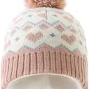 Monimo Girls Winter Hat Knitted Earflaps Girls Beanie Thicken Fleece Lining Kids Winter Hat