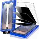 EZ-GLAZ-4 Pack for Galaxy S25 Ultra [6.9"] Privacy Screen Protector, 100% Fingerprint Unlock, 9H+ Hardness Military Grade Shatterproof Long Durable Tempered Glass Film with Flawless Fit Box, Scratch Resistant (Black)