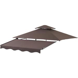 CHARMELEON 8'x8' Grill Gazebo Replacement Cover Canopy Top&Awning -Brown (Fabric only; Metal Parts not Included)