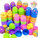 WODMAZ 72Pcs Plastic Printed Bright Easter Eggs, Assorted Colorful Plastic Easter Eggs Bulk for Easter Basket Stuffers Fillers, Easter Party Favors Classroom Prize Supplies