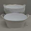 Foraineam 6 Pack Metal Flower Pots with Handles, Oval Flower Planter Tubs Floral Arrangement Bucket Plant Pot Holders, Garden Succulent Cactus Container for Indoor Outdoor Wedding Party Events Decor