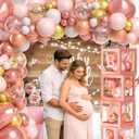 Floral Baby Shower Decorations for Girl, Baby Boxes with Letters/Photo Backdrop/Rose Gold and Pink Balloon Arch/Foil Balloons, Birthday Party Supplies Baby Girl Shower Decorations