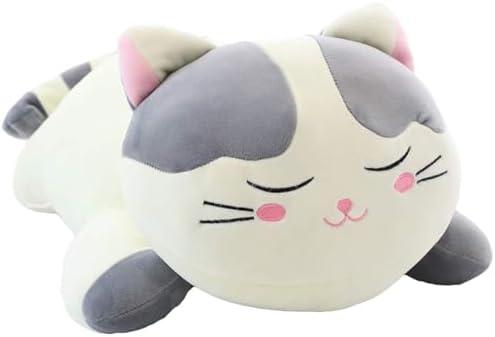 Cat Big Plush Hugging Pillow, Super Soft Kitten Kitty Stuffed Animals Toy Gifts for Kids, Girls, Bed, Christmas, Valentine 21.7" (Gray)