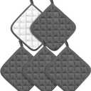5 Pack Pot Holders for Kitchen Heavy Duty Hot Pads, Hot Pads for Kitchen,8 Inch Square Potholders for Cooking, Baking & Grilling (Grey)